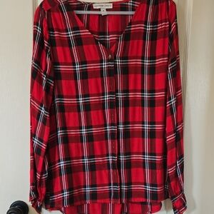 a new day Red and Black Plaid Button-Down Shirt